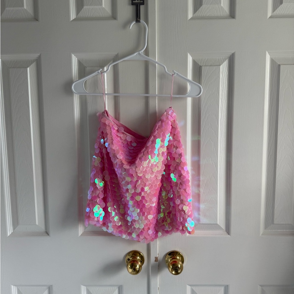 Nasty Gal Pink Sequin Skirt